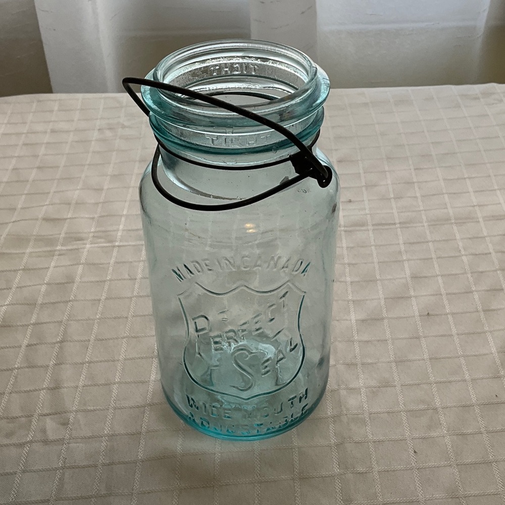 Antique Blue Glass Mason Jar